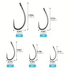 50 Rustproof Steel Fishing Rig Hooks Barbless Barb Fishing Tackle