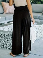 Bow Front Pleated Pants Loose Fit