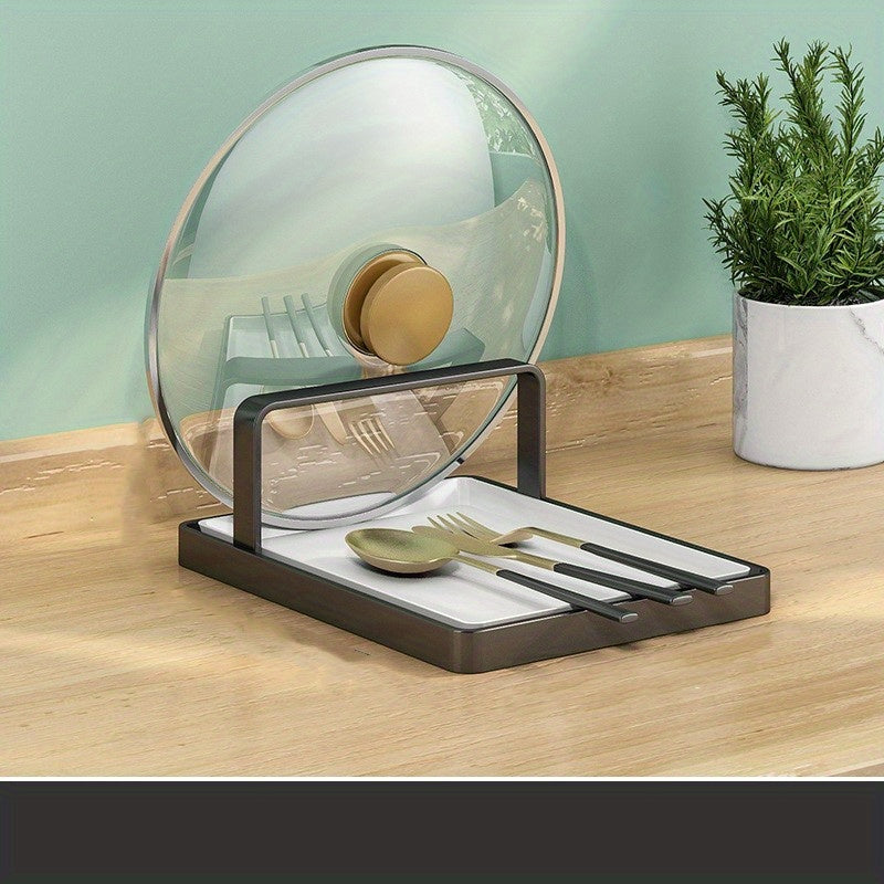 3 Layer Pot Lid Holder with Drain Tray and Spoon Rest