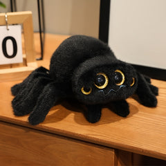 Halloween Spider Plush Toy Soft Stuffed Animal with Expressive Eyes Fluffy Legs