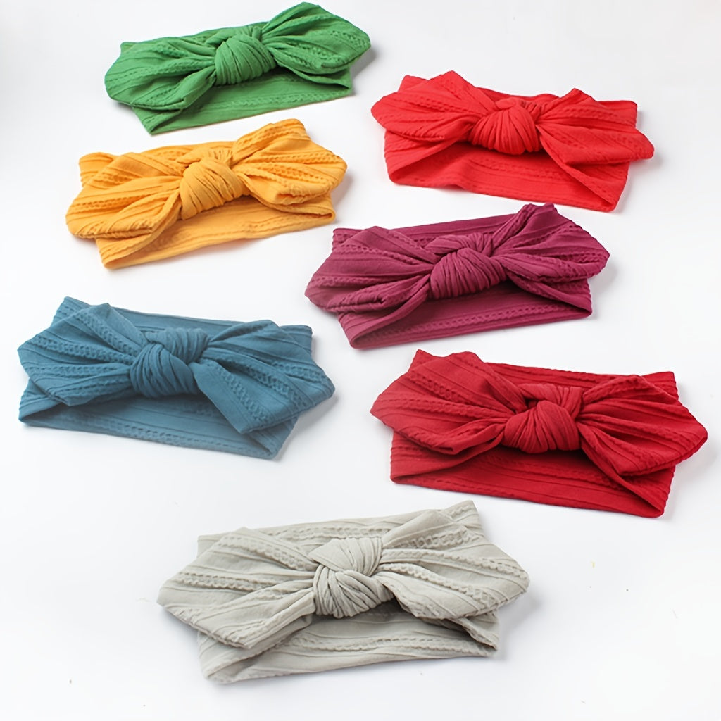 Soft Nylon Elastic Bow Jacquard Headband for Newborn Baby Girls