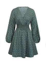 Casual Dress Women's Plus Ditsy Print Lantern Sleeve Dress