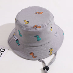 Baby Dinosaur Print Bucket Hat Wide Brim Sun Cap