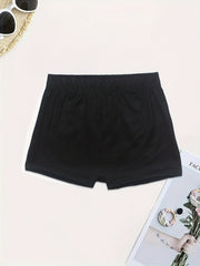 Letter & Graphic Print Skinny Shorts Women's Clothing