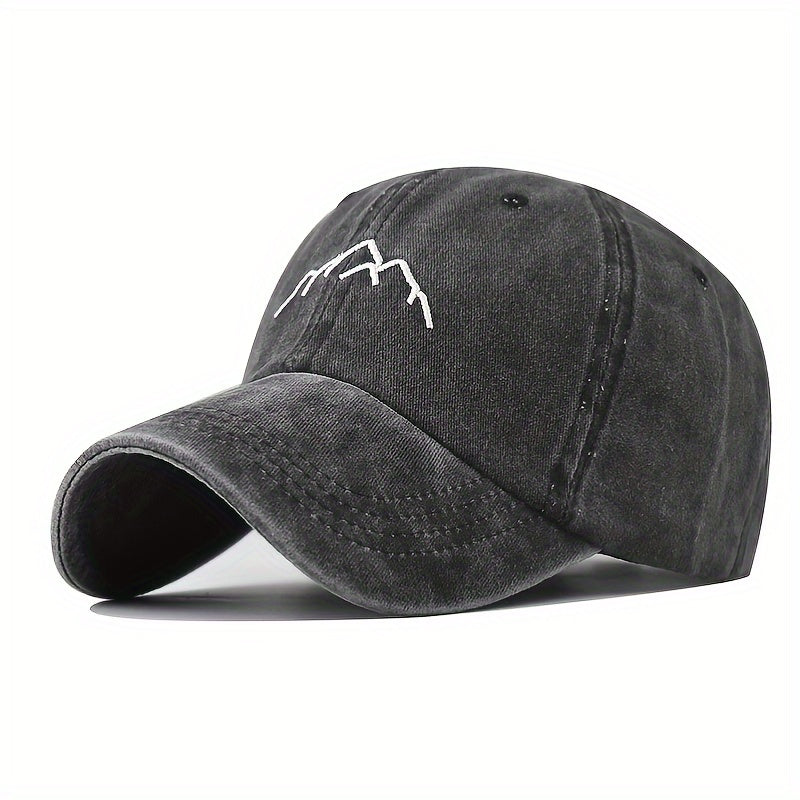 Mountain Embroidery Baseball Cap Unisex Distressed Cotton Dad Hat