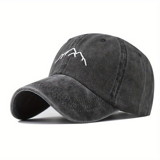 Mountain Embroidery Baseball Cap Unisex Distressed Cotton Dad Hat