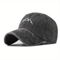 Mountain Embroidery Baseball Cap Unisex Distressed Cotton Dad Hat