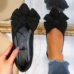 Bowknot Flat Shoes Pointed Toe Slip On Soft Ballet Flats