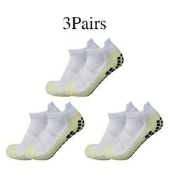 3Pairs Outdoor Breathable Sweat Absorbing Soccer Socks with Non-Slip Silicone