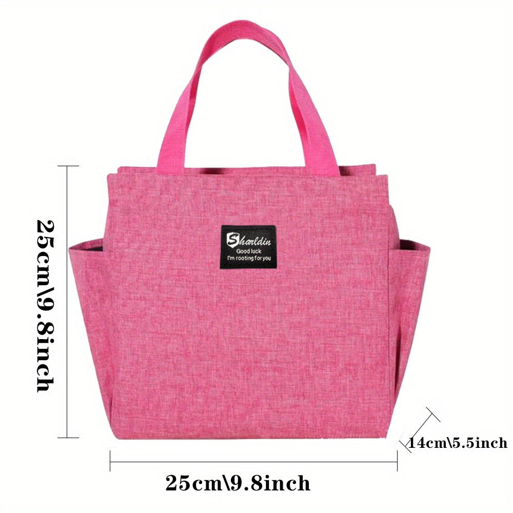 Floral Initial Insulated Lunch Bag Pink High Capacity Thermal Cooler Tote