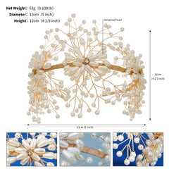 Golden Bead Faux Pearl Hairband Headband Princess Tiara
