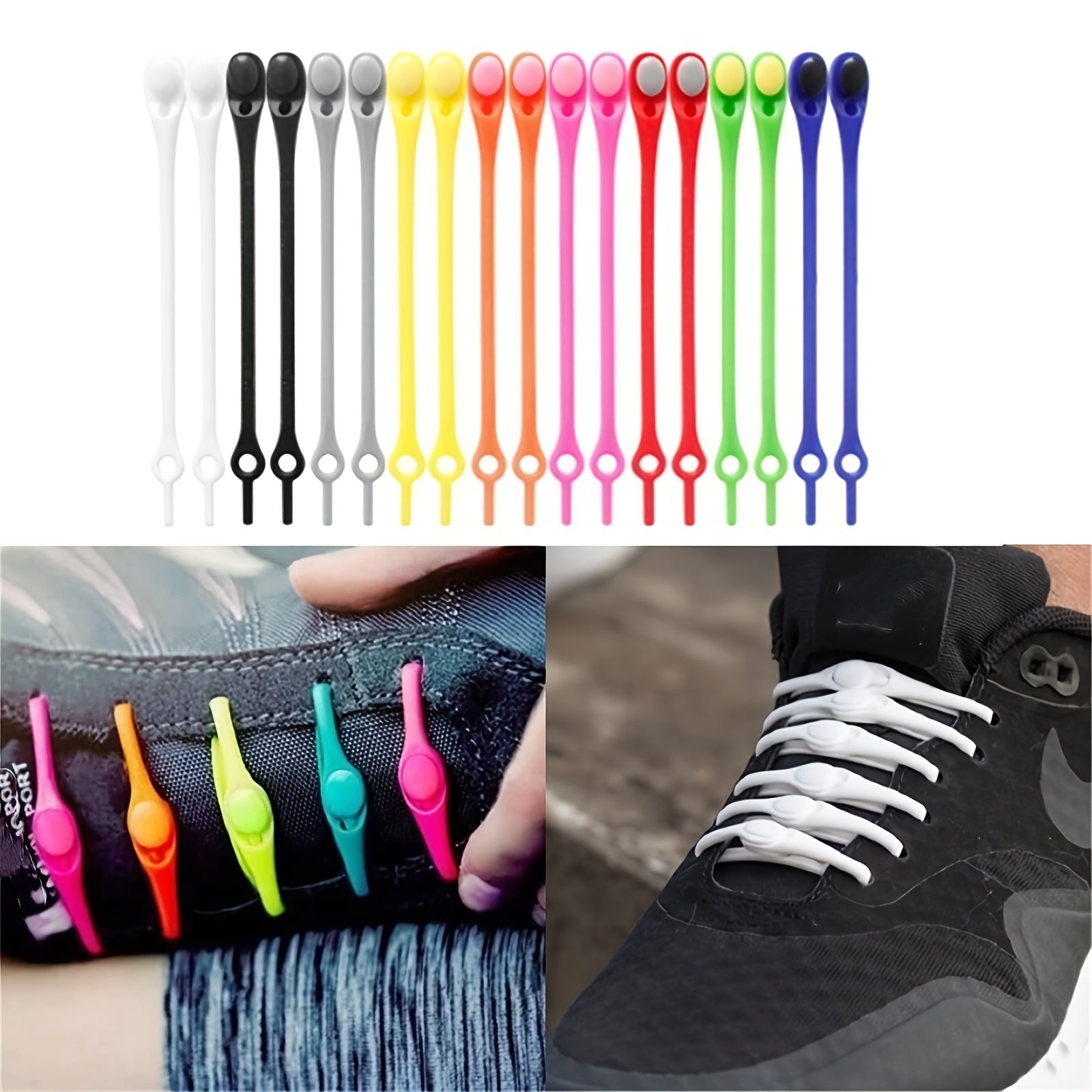 12pcs Waterproof Silicone Shoelaces Colorful Tieless Laces For Adults