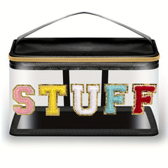 Chenille Letter Clear Makeup Bag Glitter Cosmetic Handbag