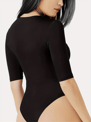 Sexy V Neck Bodysuit Slim Knitted Short Sleeve Summer Bodysuit