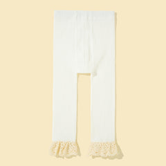 Baby Girls Knit Pantyhose with Lace Trim for Autumn/Spring