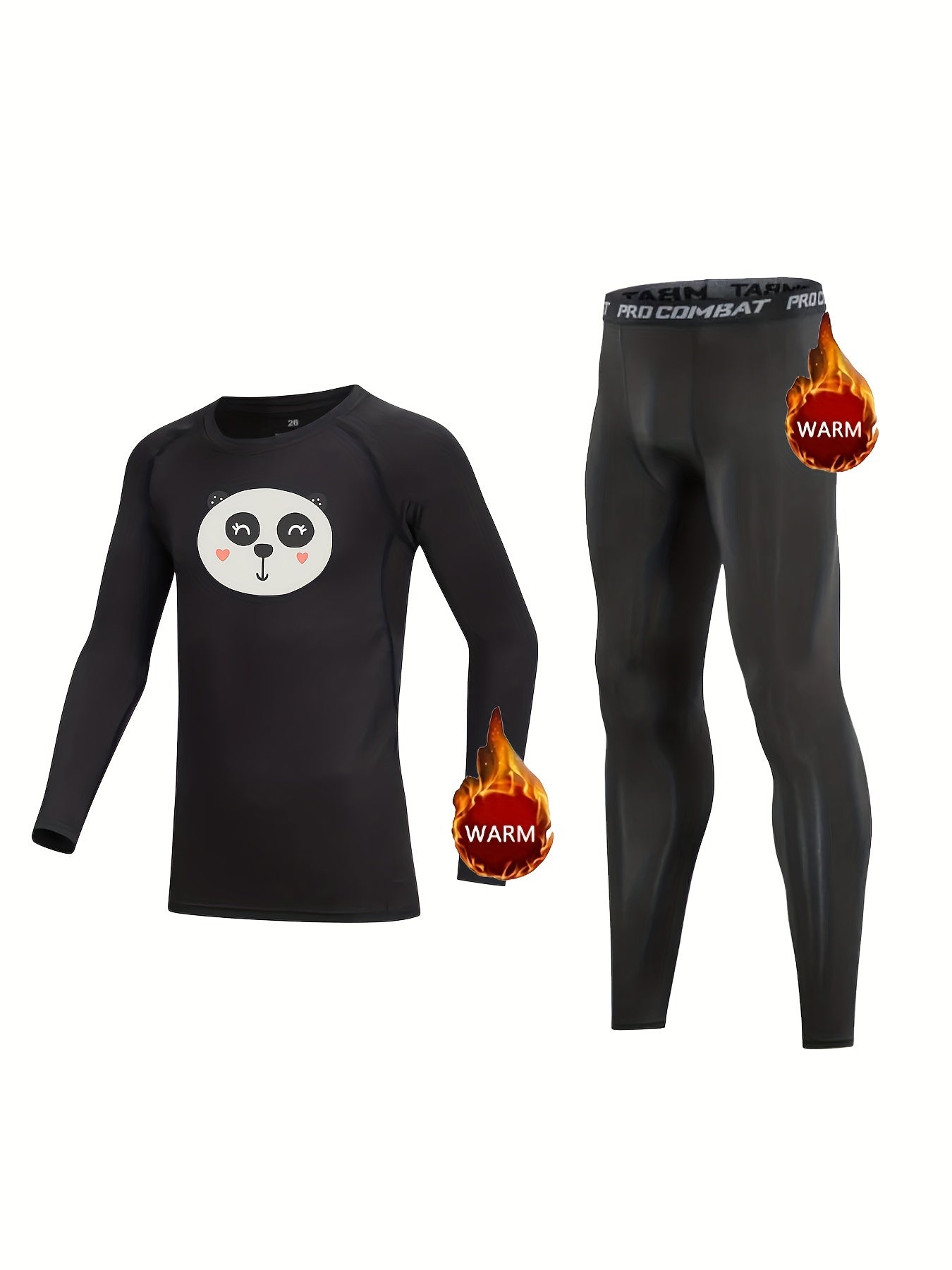 Kids Compression Fleece Sets Cartoon Pullover Long Sleeve Matching Pants