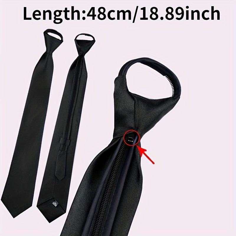 Men's Slim Zip Up Neck Tie Solid Casual Business Wedding