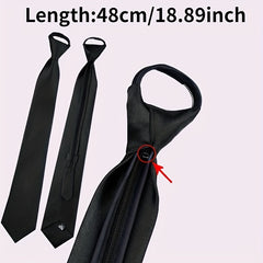 Men's Slim Zip Up Neck Tie Solid Casual Business Wedding