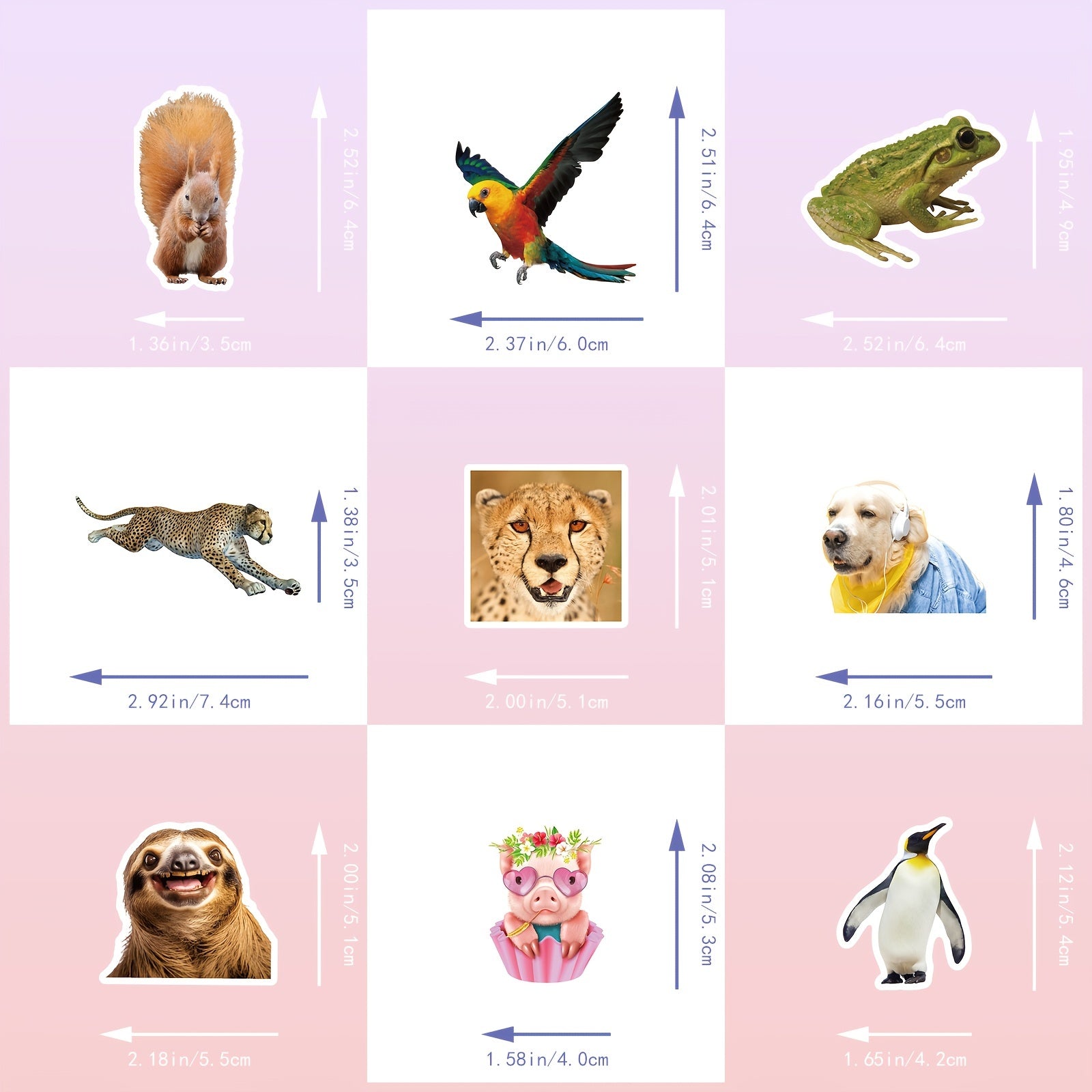 100pcs Realistic Animal Sticker Pack Vinyl Decals for Laptop Skateboard
