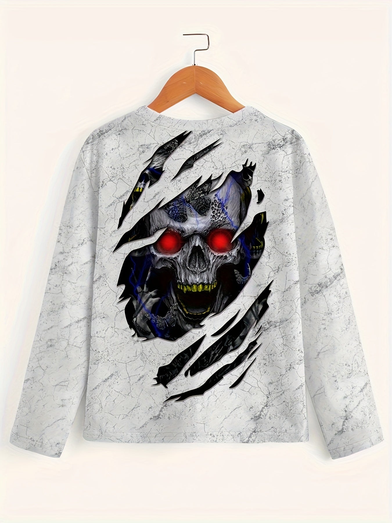 Skull 3D Print Men's Long Sleeve Tee Autumn Clothing