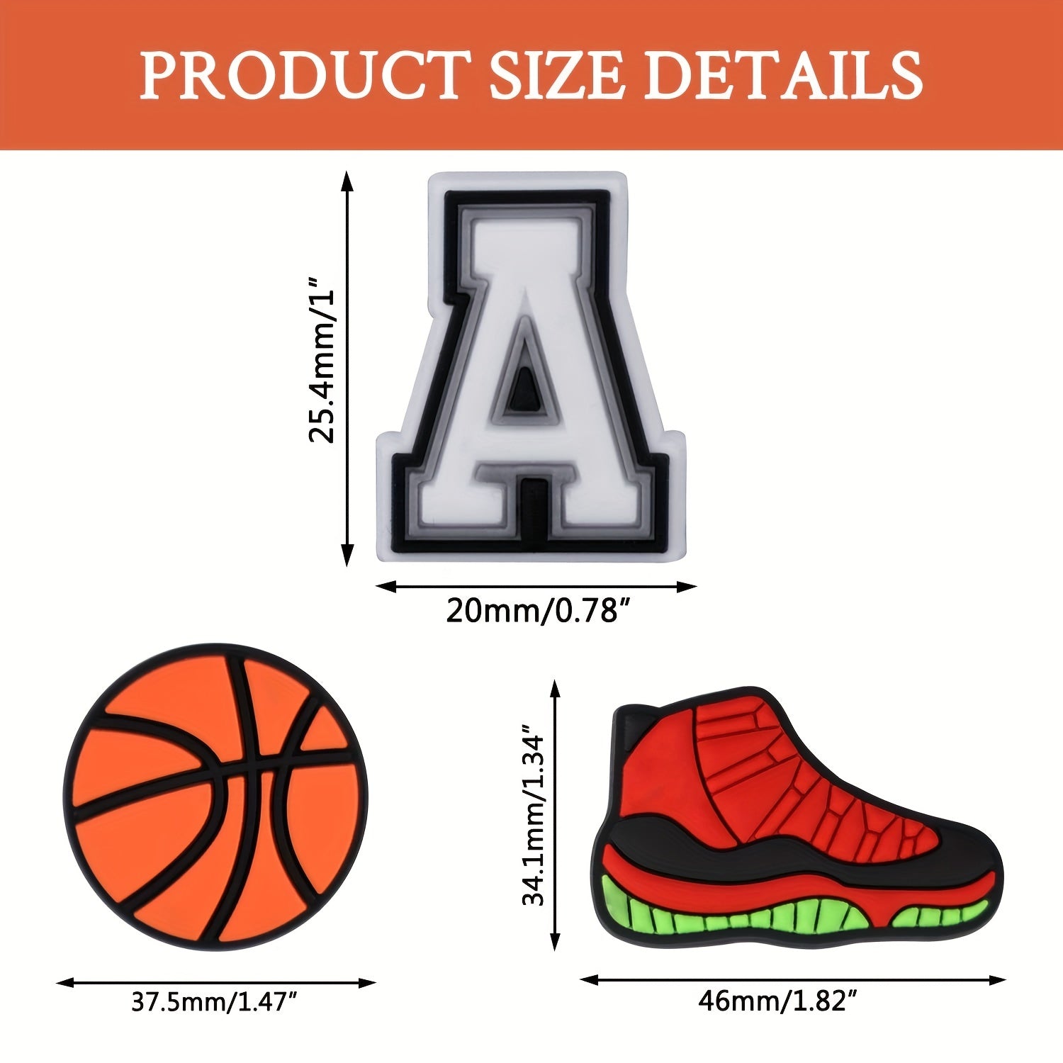 50Pcs Letters Numbers Sports Charms Clog Shoe Decoration Boys Kids Teens Adults