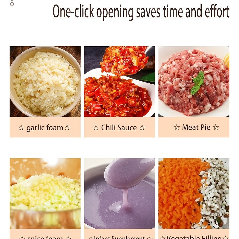Portable Mini Meat Grinder USB Chargeable Garlic Chopper