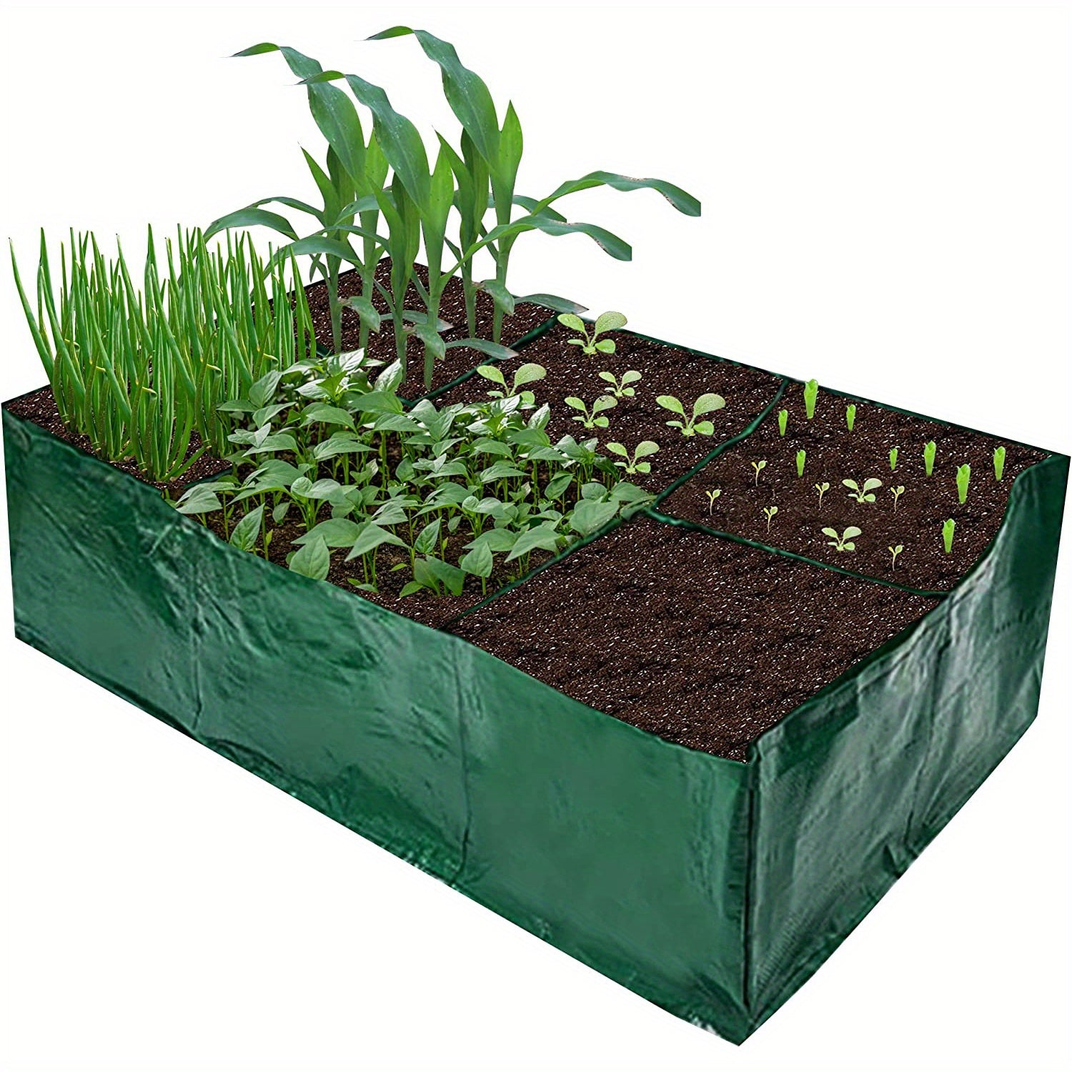 Fabric Raised Garden Bed with 6 Partition Grids PE Flowerpot
