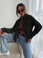 Corduroy Trucker Jacket Long Sleeve for Fall & Winter Women