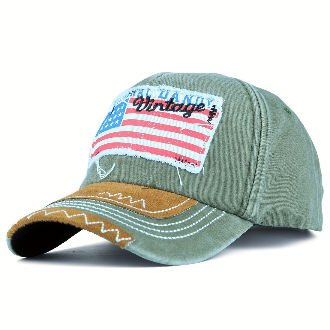 Vintage Distressed Flag Patch Baseball Cap Patriotic Dad Hat
