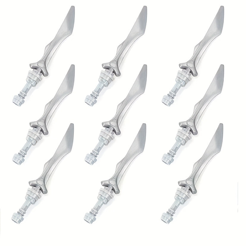 9pcs Silvery Weapon Building Blocks Knight Warrior Duel Toy Acces