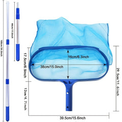 Deep Skimmer Net with Telescopic Pole - Pool Leaf Skimmer Fine Mesh Net