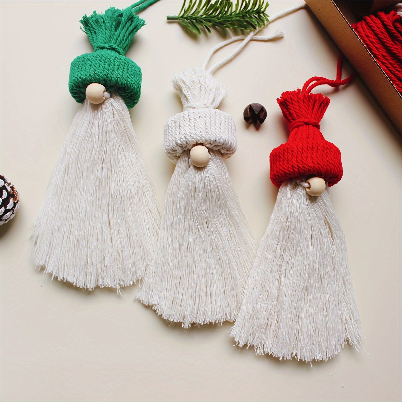 3pcs Macrame DIY Kit Christmas Santa Knitting Craft Perfect Gift