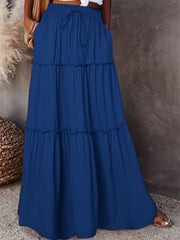 Boho Skirt Smock Maxi Elastic High Rise Drawstring