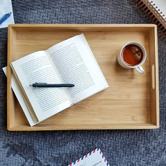 Bamboo Serving Trays Plates Food Trays With Handles Organizer