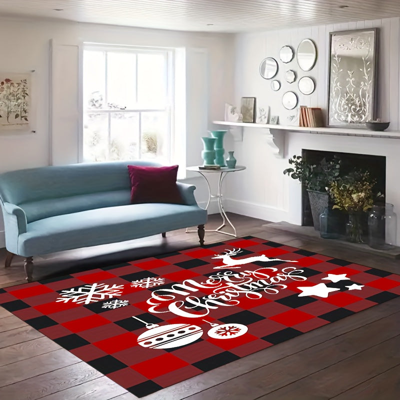 Christmas Elk Carpet Floor Mat Soft Non Slip Area Rugs Snowflake