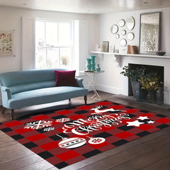 Christmas Elk Carpet Floor Mat Soft Non Slip Area Rugs Snowflake