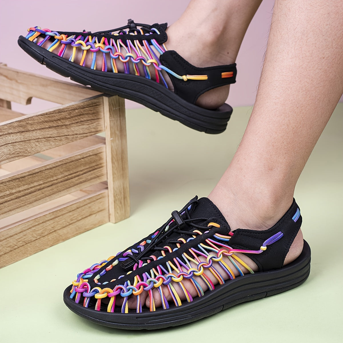 Women's Colorful Handwoven Sandals Casual Outdoor Anti Slip Beach Slippers