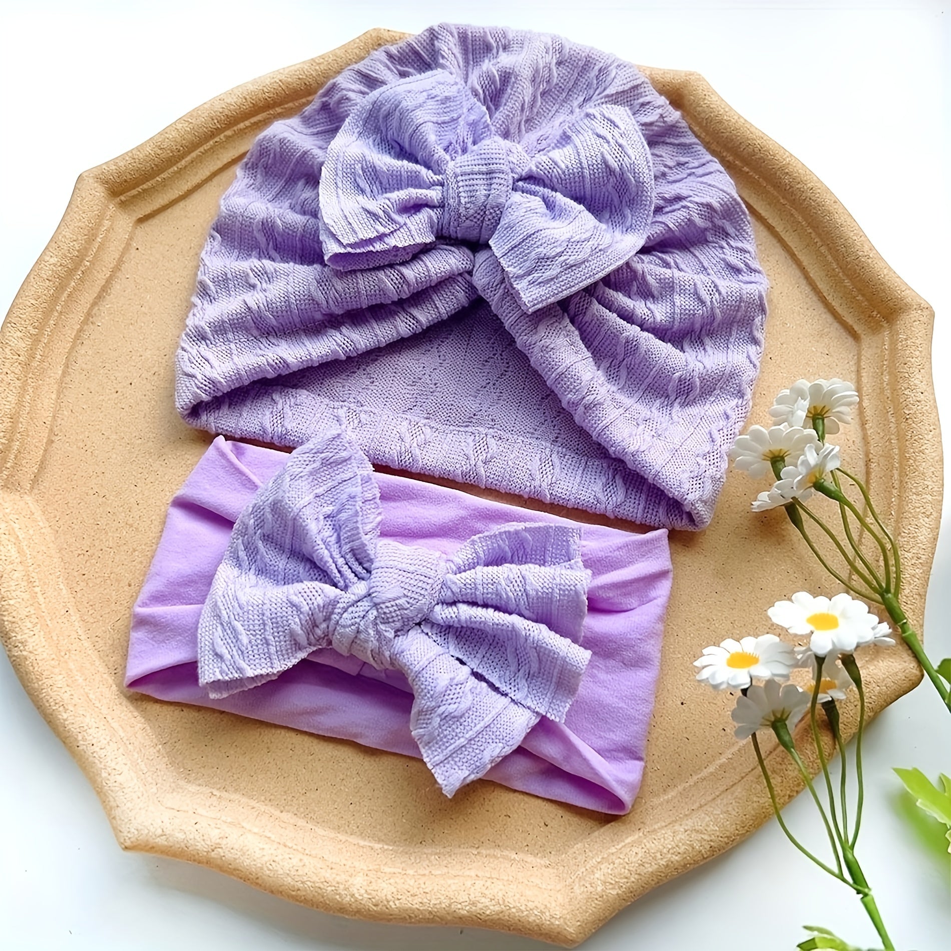 Baby Striped Bandana Hat & Headband Set for All Seasons