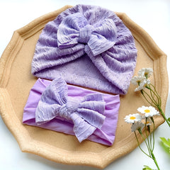 Baby Striped Bandana Hat & Headband Set for All Seasons