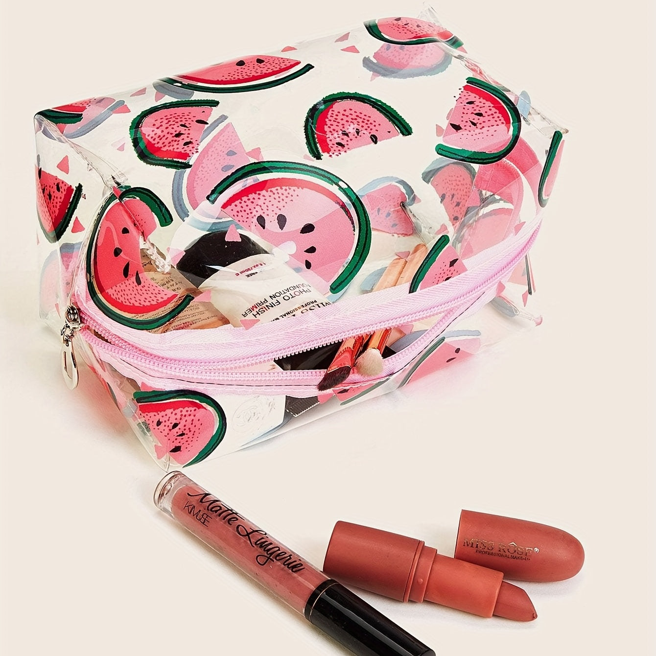 Watermelon Pattern Waterproof Makeup Bag Zipper Toiletry Bag For Women