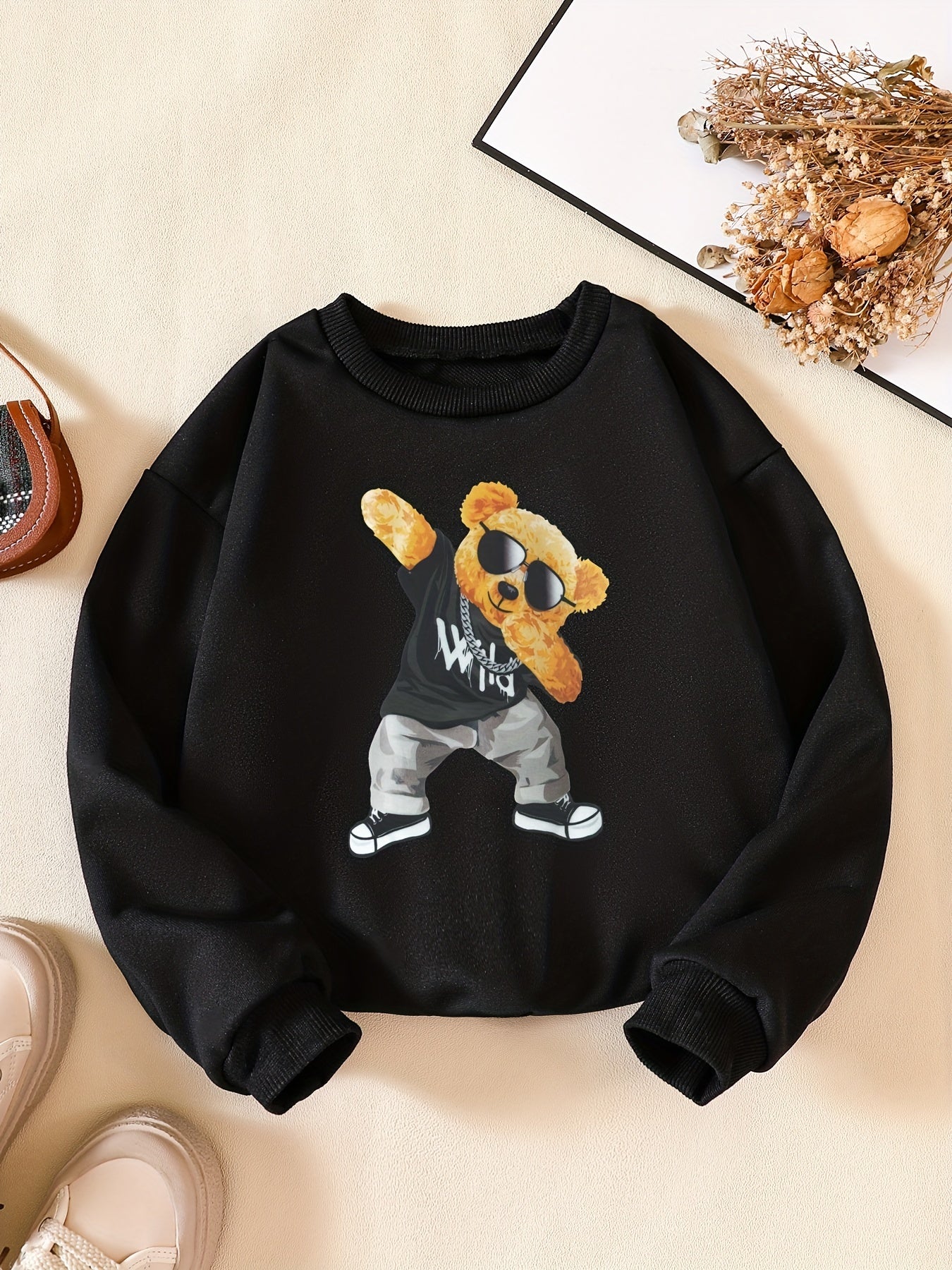 Girls' Dancing Bear Graphic Sweatshirt for Sports Party