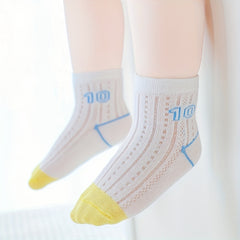 5pairs Baby Boys Kids Mesh Breathable Crew Socks for Spring and Summer
