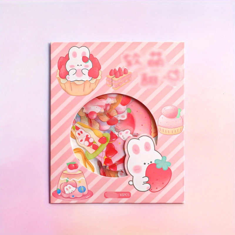 45pcs Cartoon Dessert Stickers - Waterproof and Adorable for Decorating