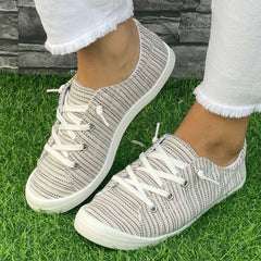 Casual Striped Flat Shoes Women's Lightweight Sport Shoes