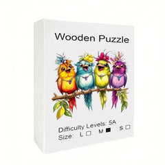 Colorful Bird Singing Wooden Jigsaw Puzzle - Brain Development Toy