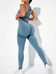 Yoga Sports Set: Racerback Sports Bra & High Waist Leggings