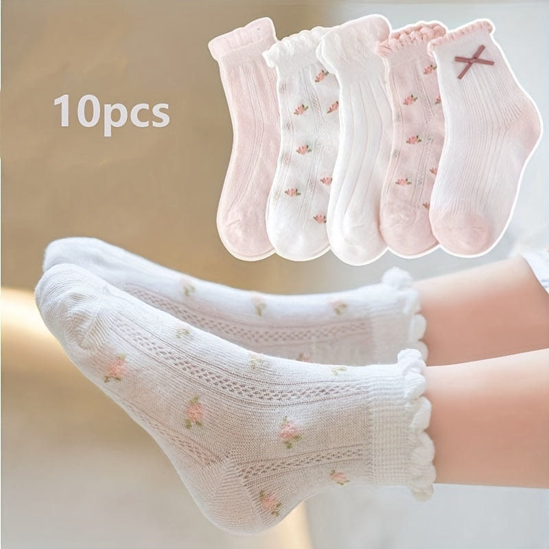 10 Pairs Baby Girls Ultra-Thin Breathable Summer Socks