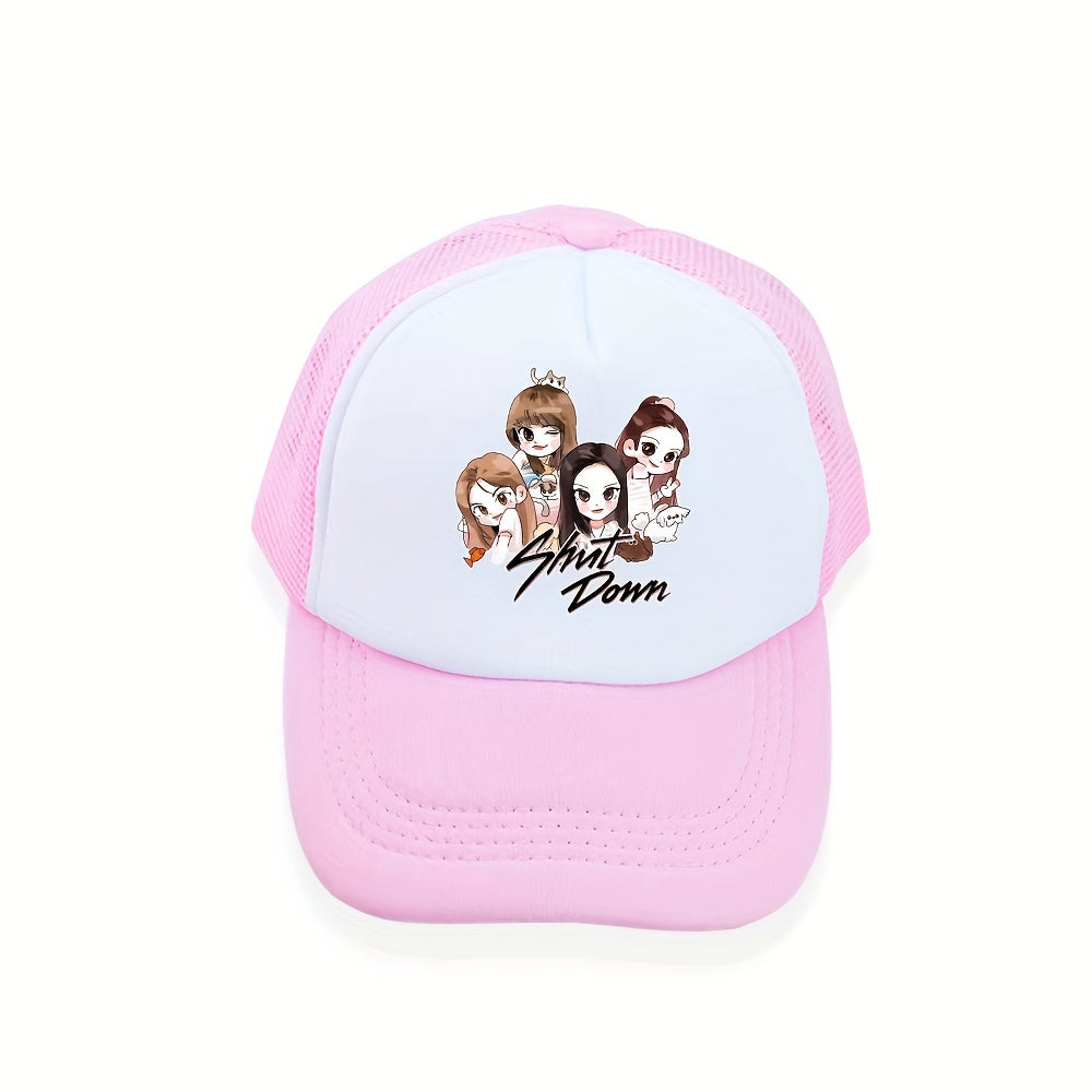 Y2K Pink Cartoon Girls Trucker Hat Anime Dad Cap