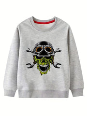 Boys' Cartoon Vehicles Print Hoodie Long Sleeve Top Pullover