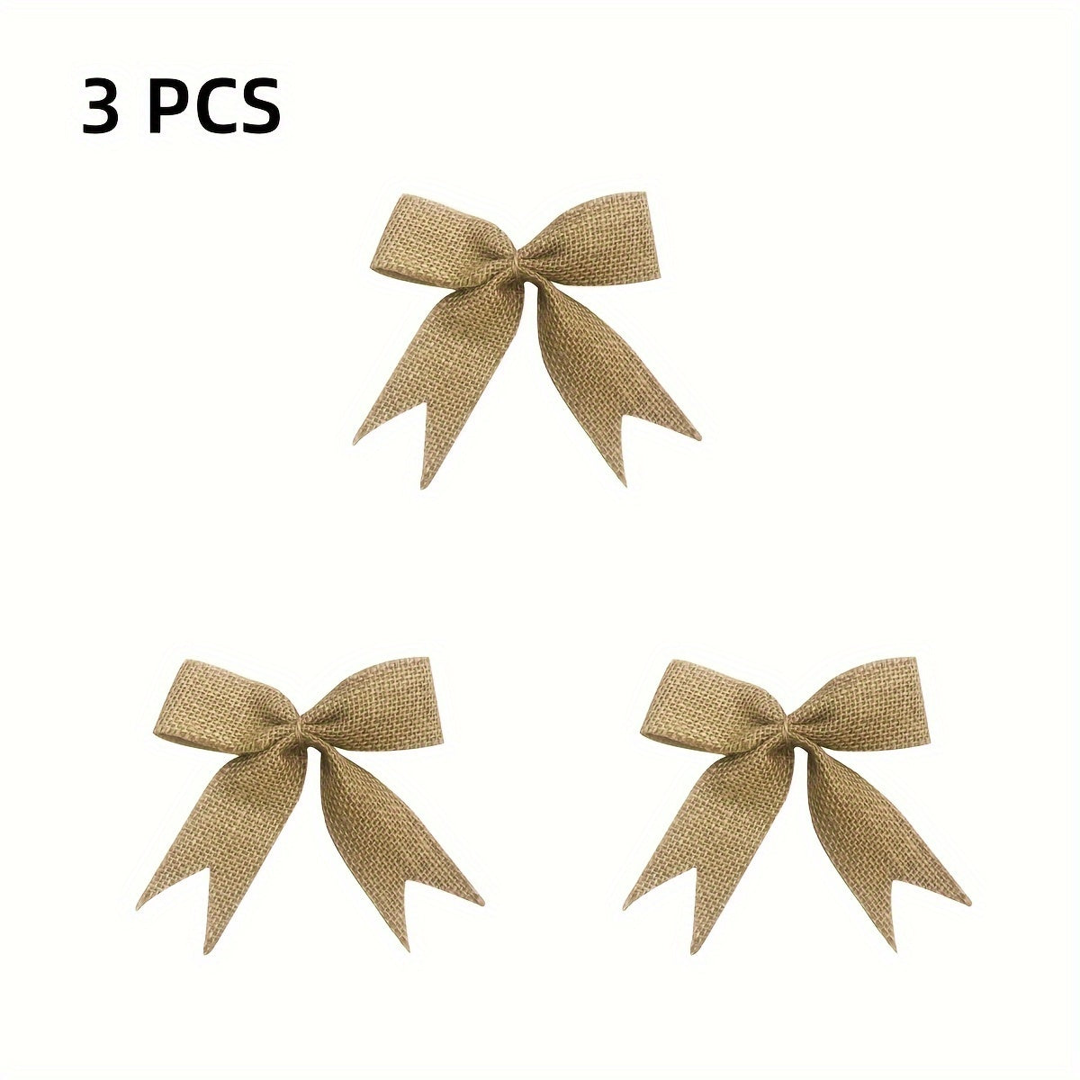 3PCS Burlap Christmas Bow Wedding Home Decor Supplies